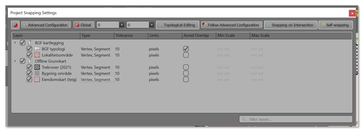 Recommended snapping options