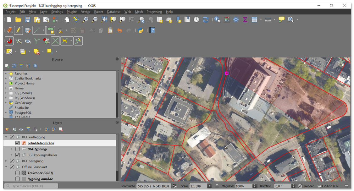 Digitize the project area (Lokalitetsområde).