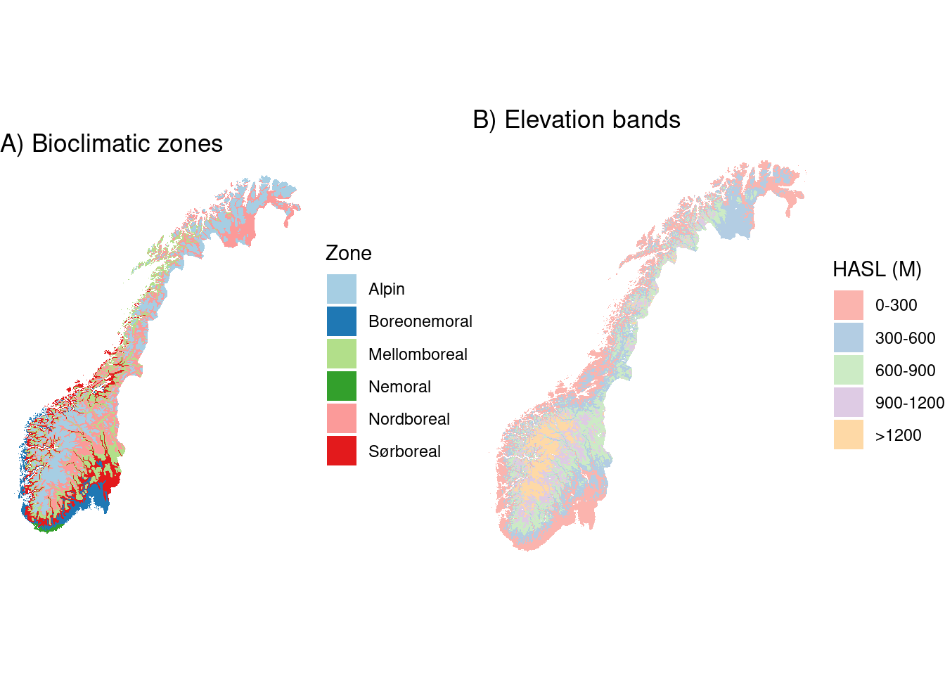 Bioclimatic sones and elevation bands used to define strata in the enchroachment indicator.