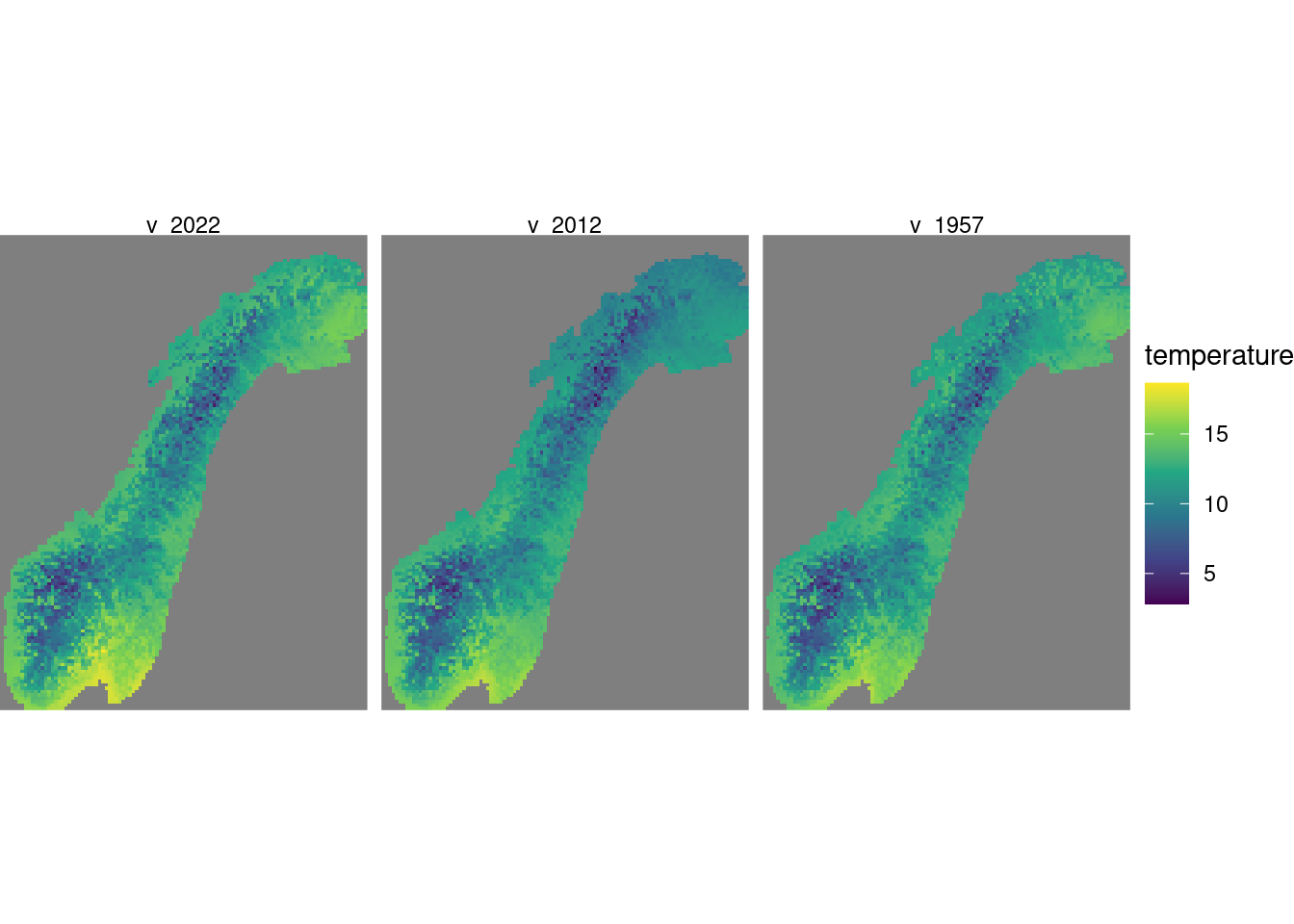 Showing three random slices of the year dimension.