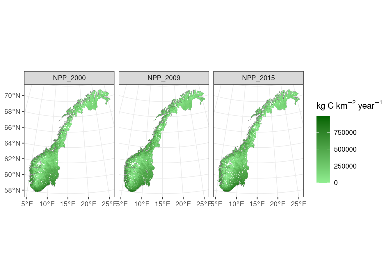 Net primary production over Norway